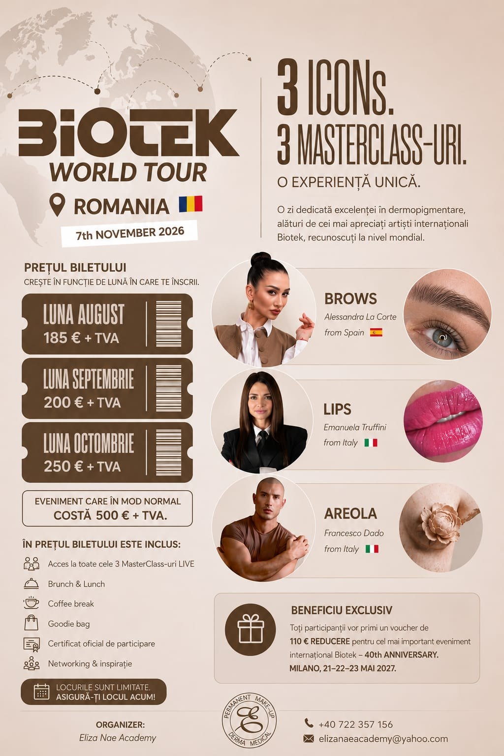 Biotek World Tour România — afiș oficial 7 noiembrie 2026